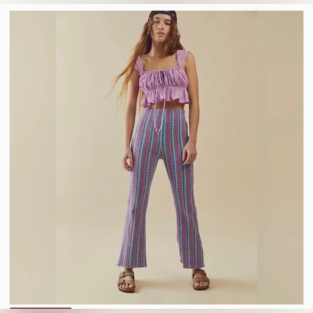 Free People Fine Line Slim Pant In Purple combo. Size XS